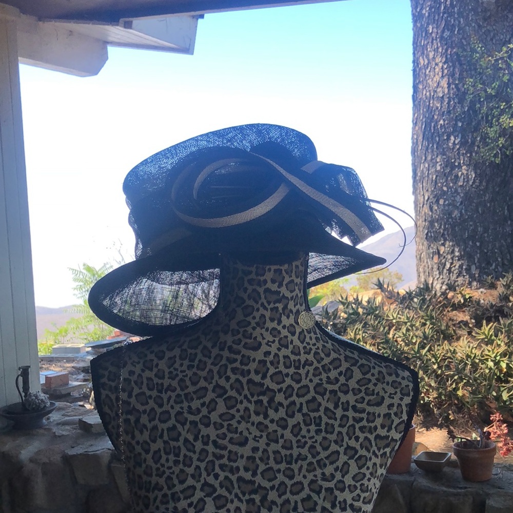 Natural fibre straw church hat.